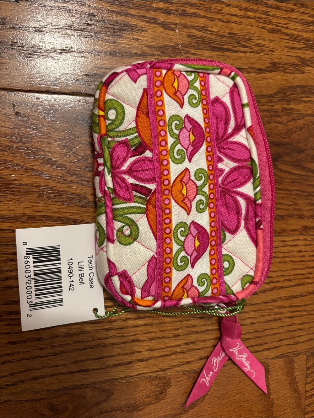Vera Bradley Pink Floral Quilted Tech Case with Multicolor Pattern